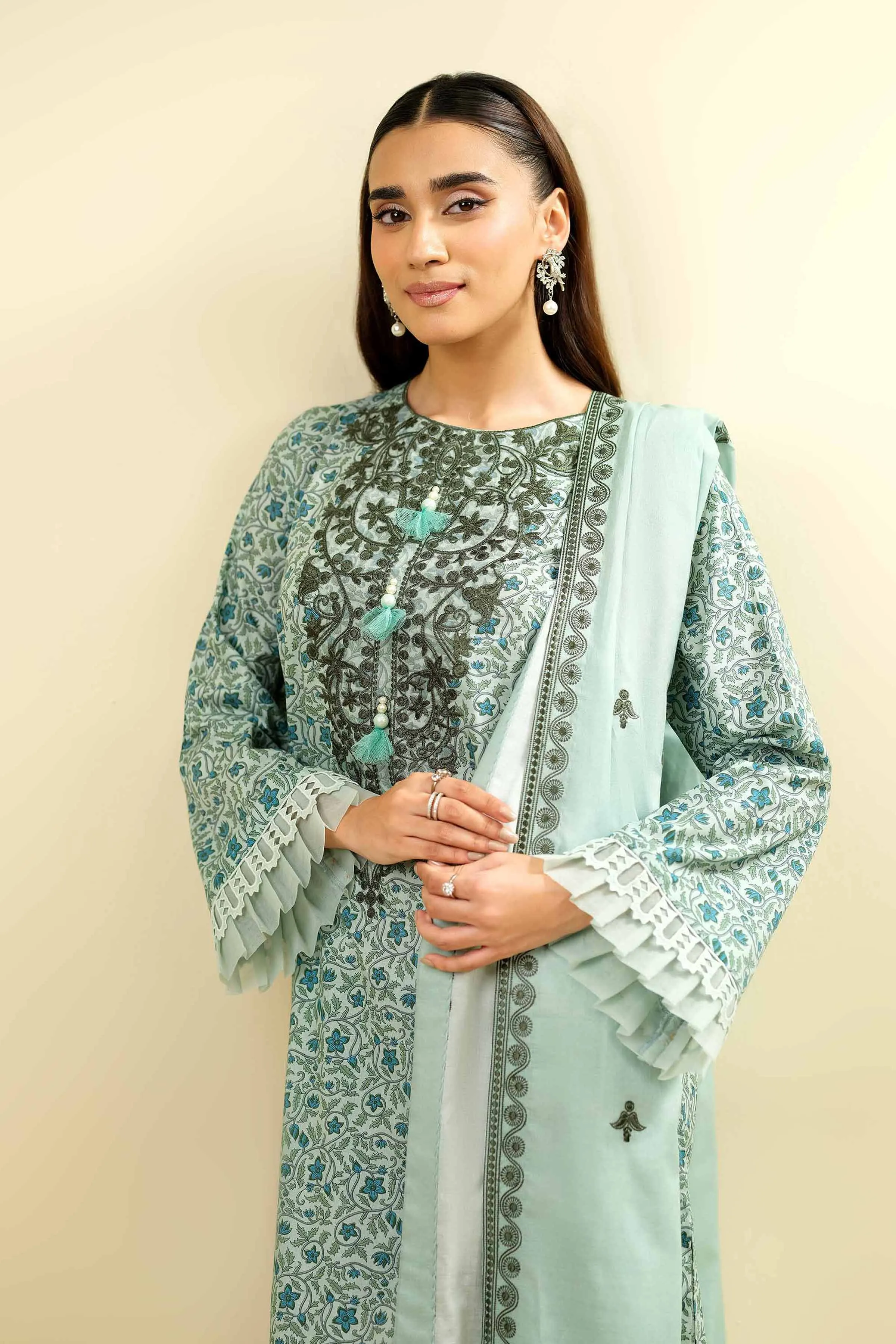 3 Piece - Printed Embroidered Suit - 42501361