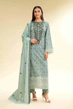 3 Piece - Printed Embroidered Suit - 42501361