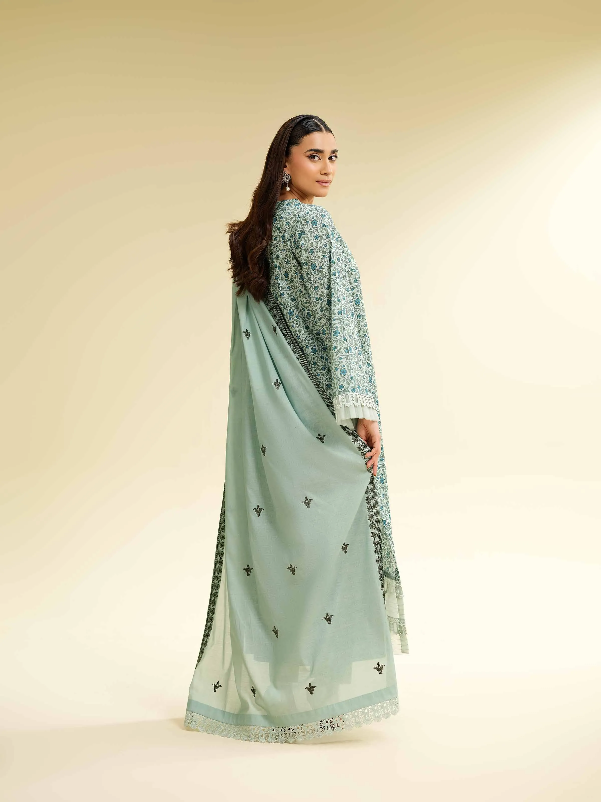 3 Piece - Printed Embroidered Suit - 42501361