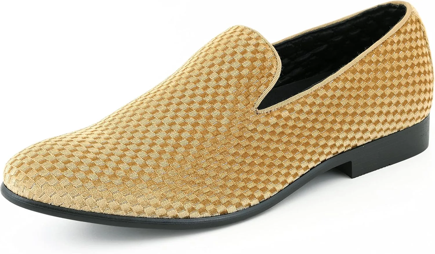 Amali Fishman Mens Dress Shoes Plush Velvet with a Quilted Design Slip-on Driver Shoes for Men Velvet Loafers The Original Smoking Men Tuxedo Slipper Shoes