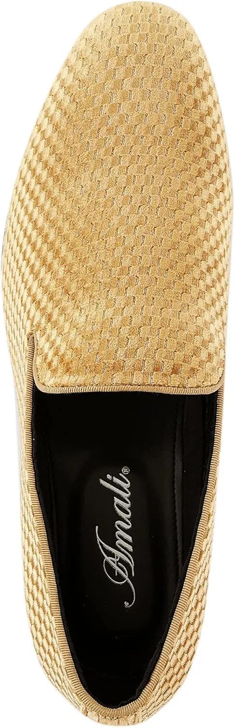 Amali Fishman Mens Dress Shoes Plush Velvet with a Quilted Design Slip-on Driver Shoes for Men Velvet Loafers The Original Smoking Men Tuxedo Slipper Shoes