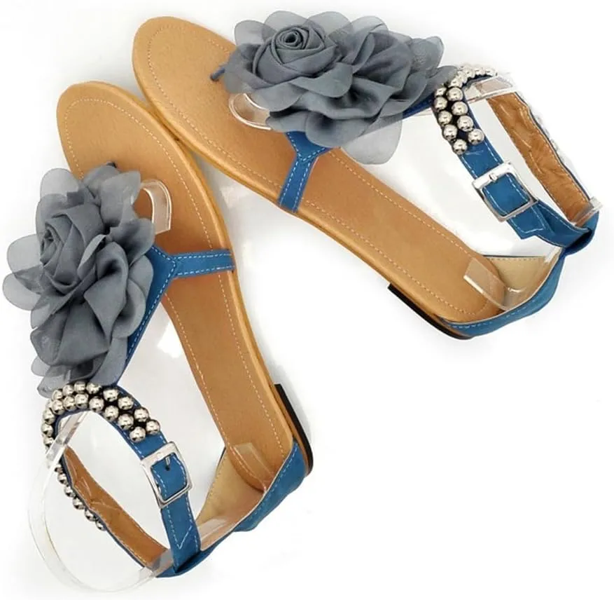 Caistre Womens Flower Flat Sandal Soft Comfortable Arch Support Rhinestone Thong Sandal 2025 Fashion Summer Dressy Shoes