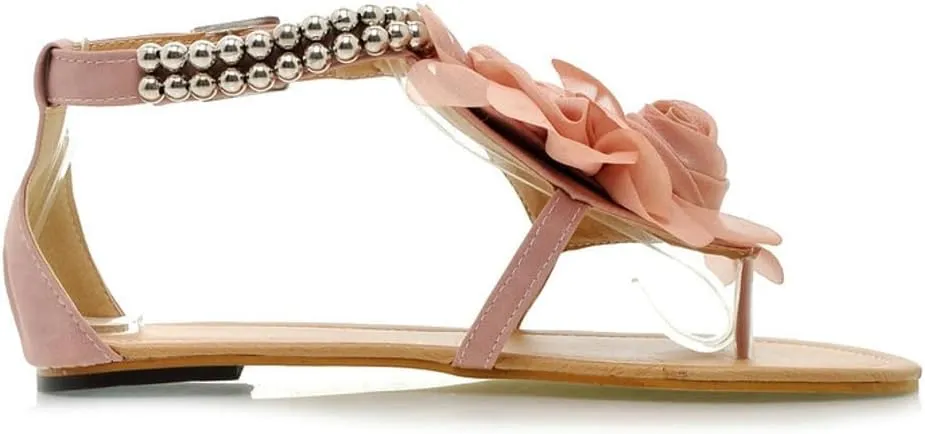 Caistre Womens Flower Flat Sandal Soft Comfortable Arch Support Rhinestone Thong Sandal 2025 Fashion Summer Dressy Shoes