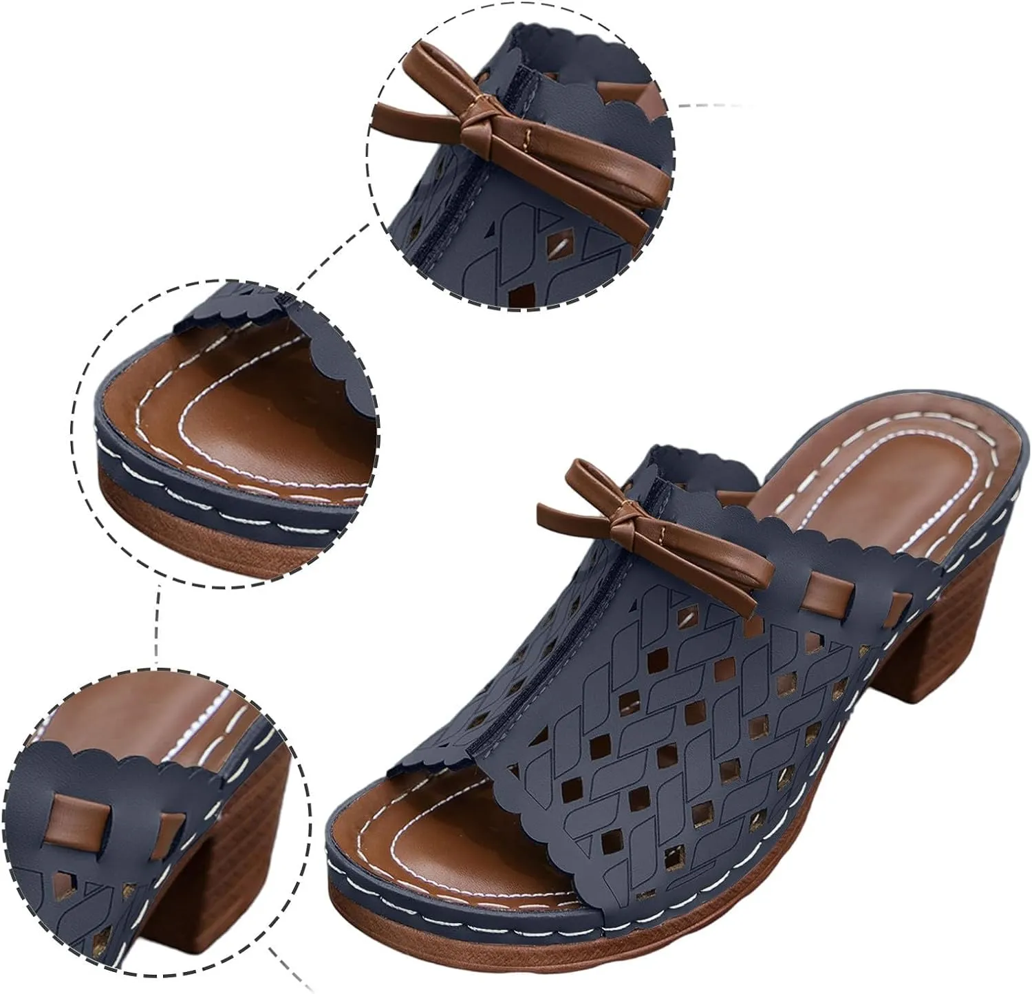 Chunky Heel Sandals for Women Dressy Wedges Slip On Orthopedic Wedge Sandals for Women Comfortable Breathable Fishmouth Vacation Beach Chunky Heels Summer Shoes