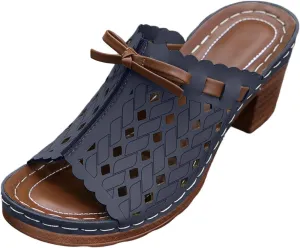 Chunky Heel Sandals for Women Dressy Wedges Slip On Orthopedic Wedge Sandals for Women Comfortable Breathable Fishmouth Vacation Beach Chunky Heels Summer Shoes