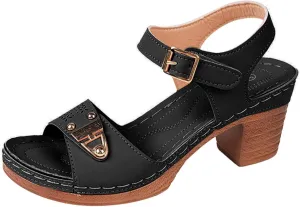 Chunky Heel Sandals for Women Summer High Heel Sandals, Hollow Out Open Toe Breathable Shoes Ankle Strap Platform Wedges Fashion Comfortable Dress Sandal with Arch Support