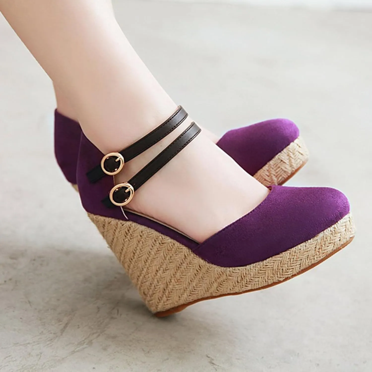 Chunky Sandals For Women Comfortable Non Slip Wedge Sandals Orthopedic Casual Platform Sandal with Double Adjustable Ankle Strap Metal Buckle Ladies Elegant Shoes