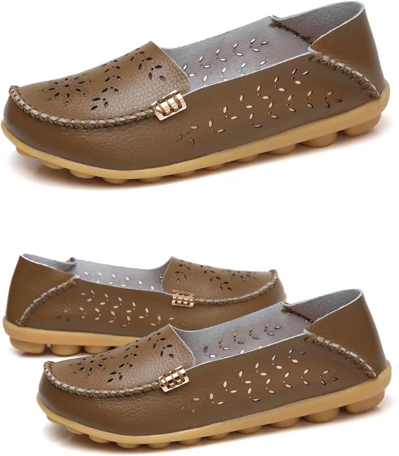 Comfort Loafers for Women Shoes Comfortable Casual Walking Boat Shoes Round Toe Non Slip Sandals Comfort Soft Sole Office Flat Loafer Cute Leather Walking Shoe