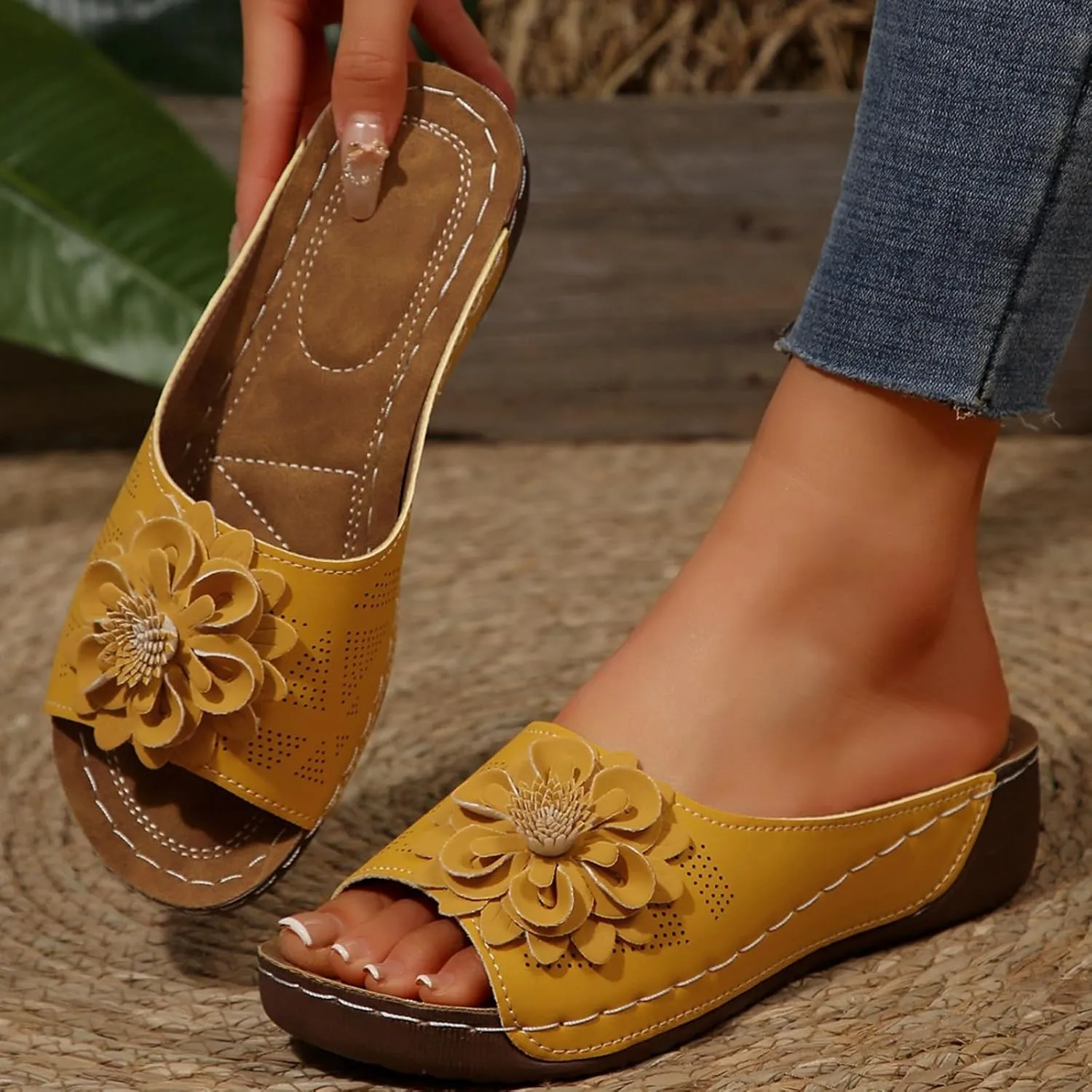 Comfortable Non-slip Solid Color Open-Toe Sandals for Women