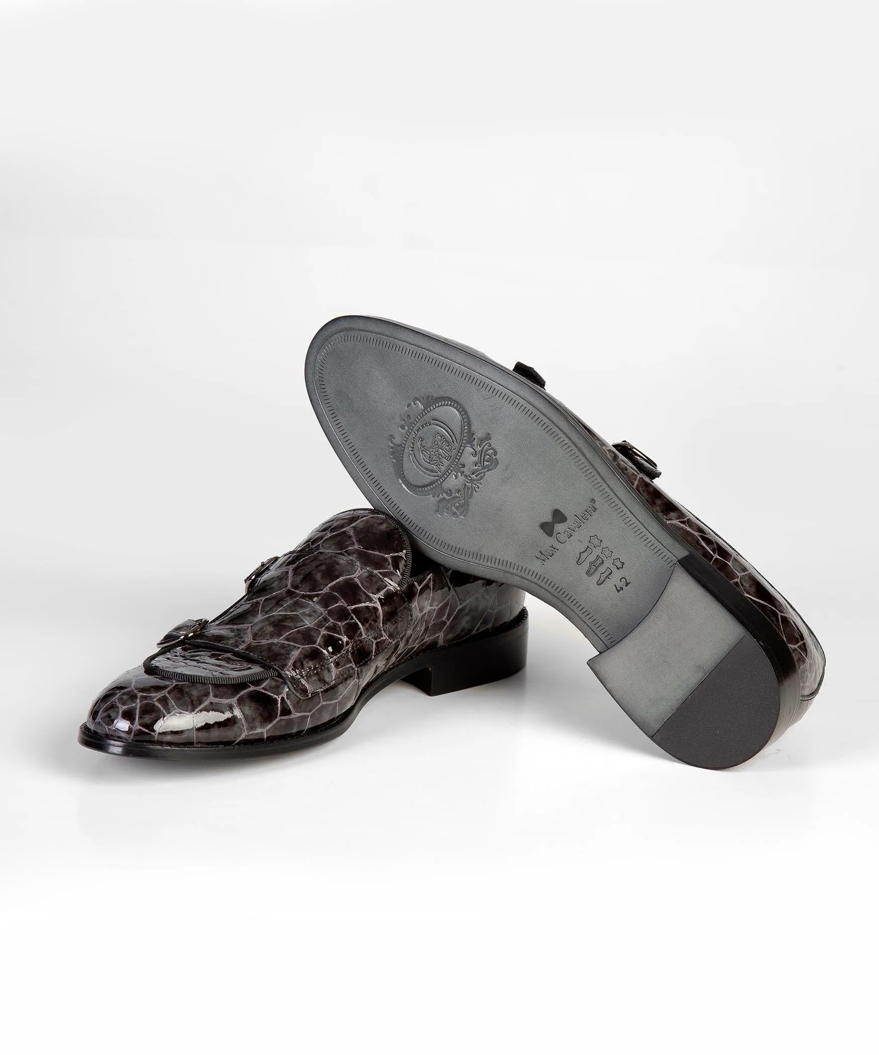 Crocodile Print Brown Leather Loafers for Men