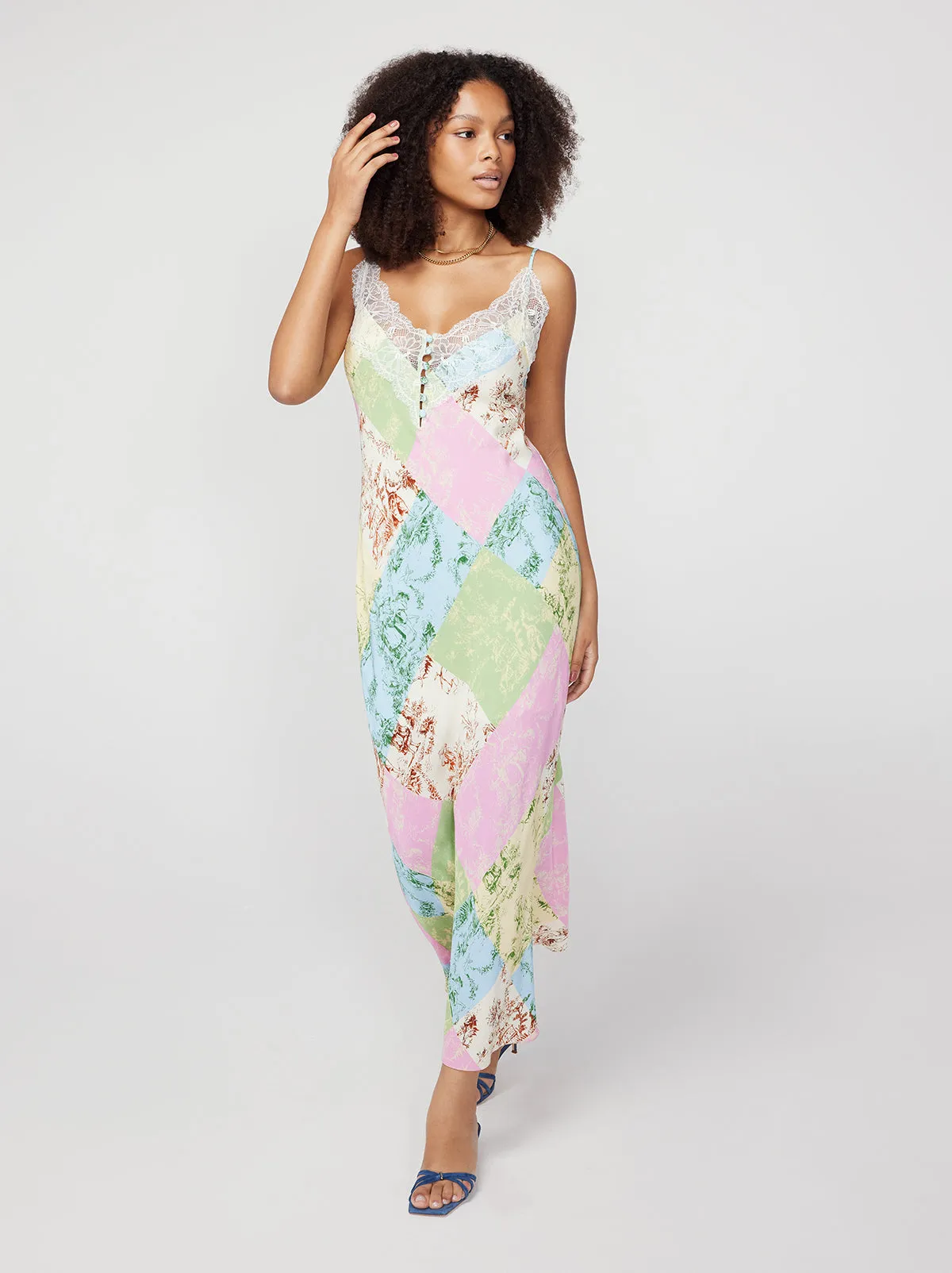 Daphne Patched Toile De Jouy Maxi Slip Dress