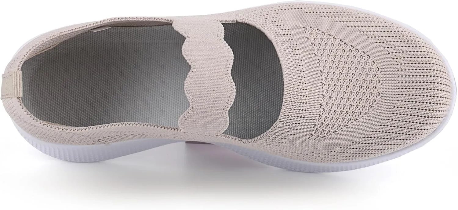 EnllerviiD Women Mary Jane Platform Sneakers Slip On Air Cushion Comfortable Wide Width Lightweight Nurse Shoes Loafers