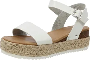 Espadrilles Wedges for Women Dressy Casual Open Toe Buckle Ankle Strap Espadrilles Flatform Wedge Sandals for Women Summer Beach Comfortable Walking Shoes