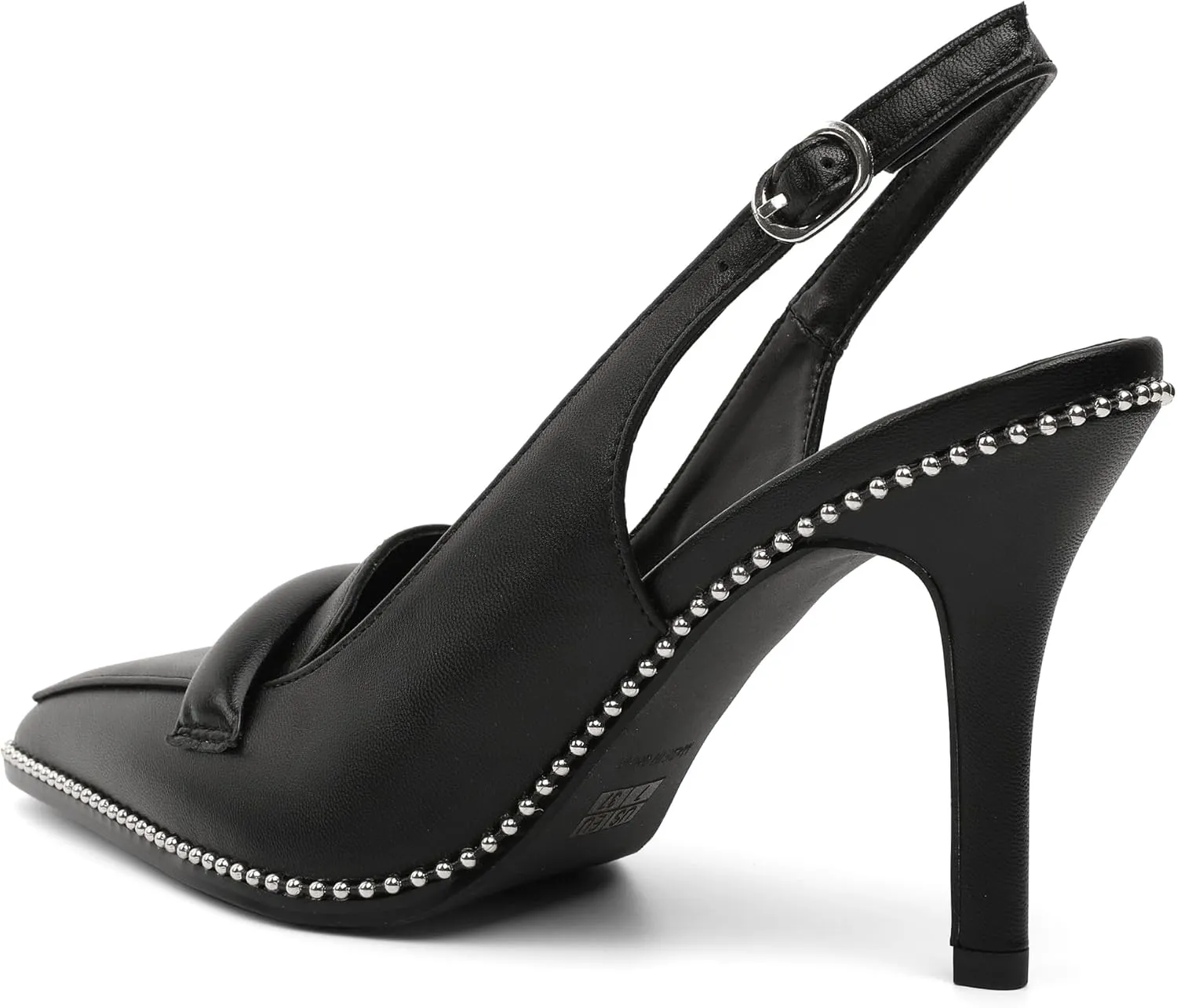 Esvowido Women 3.5" Slingback High Heel Pumps Stilettos Beaded Pointed Toe Shoes Slip On Loafers Pumps Patent Leather High Heel Shoes for Women