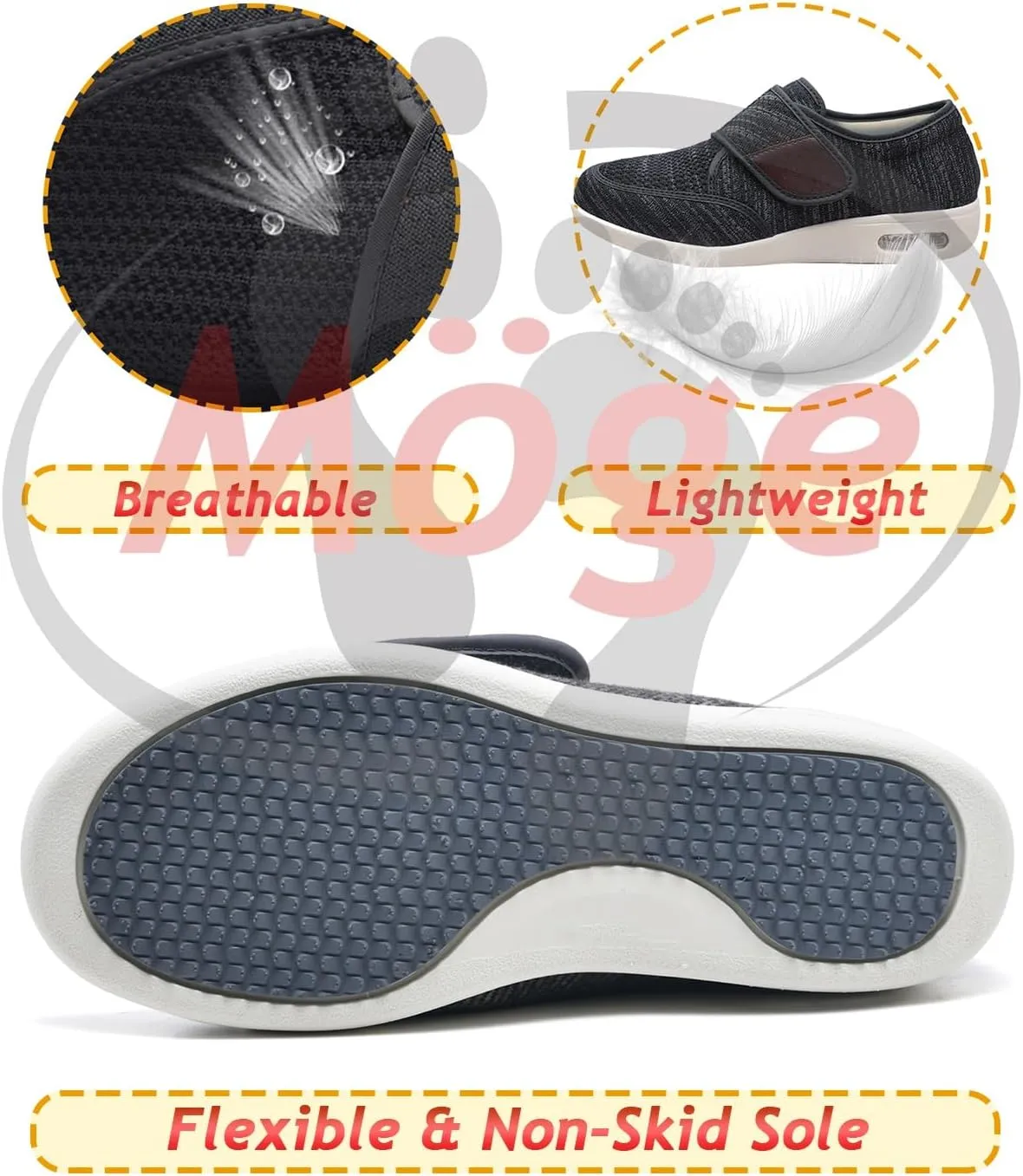 Extra Wide Edema Swollen Slippers for Men - Slip-On Loafers, Casual House Driving Shoes, Lightweight Breathable Sneakers