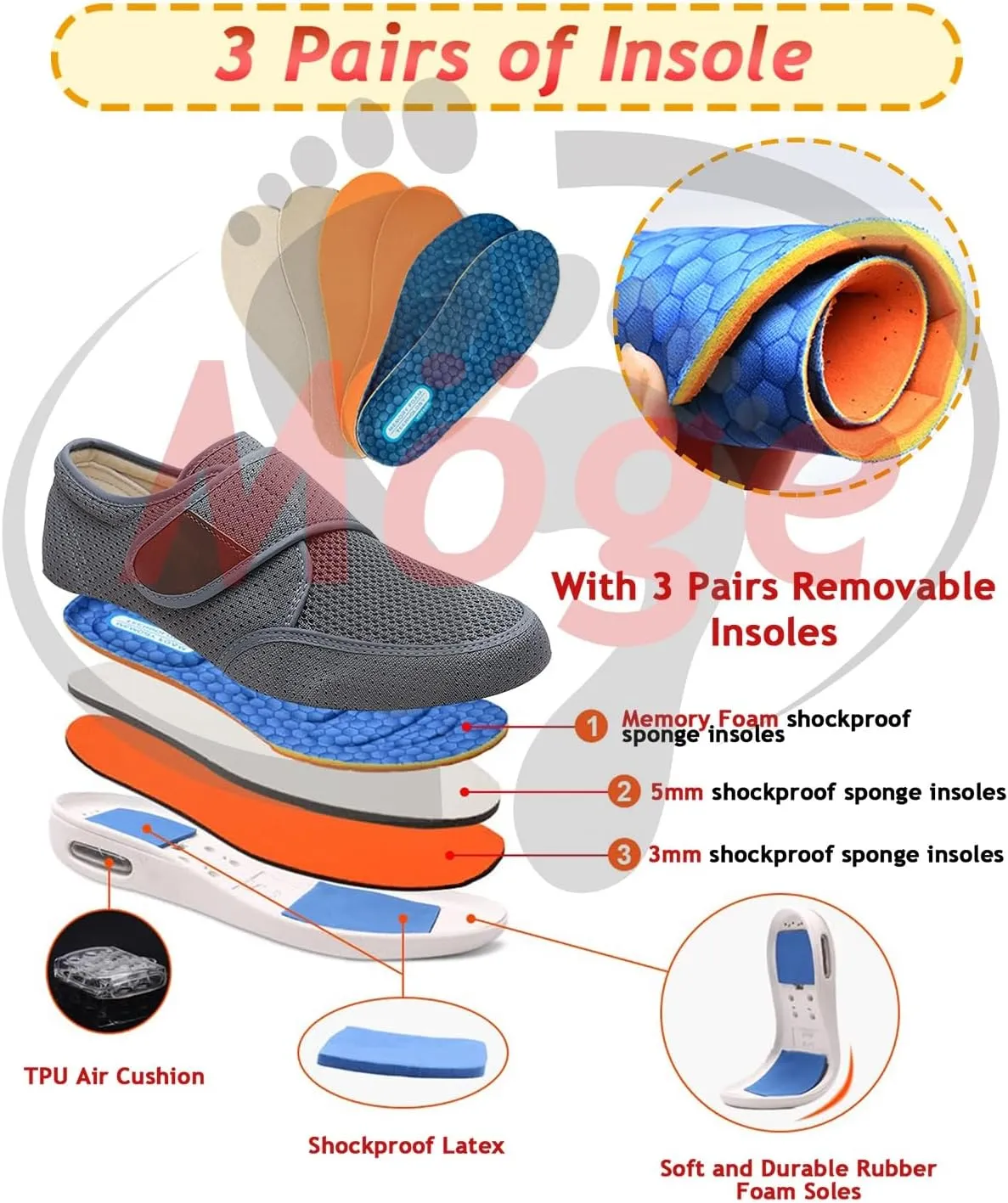 Extra Wide Edema Swollen Slippers for Men - Slip-On Loafers, Casual House Driving Shoes, Lightweight Breathable Sneakers