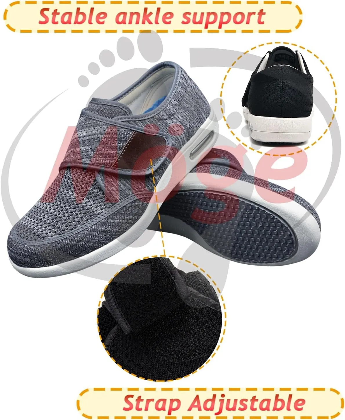 Extra Wide Edema Swollen Slippers for Men - Slip-On Loafers, Casual House Driving Shoes, Lightweight Breathable Sneakers