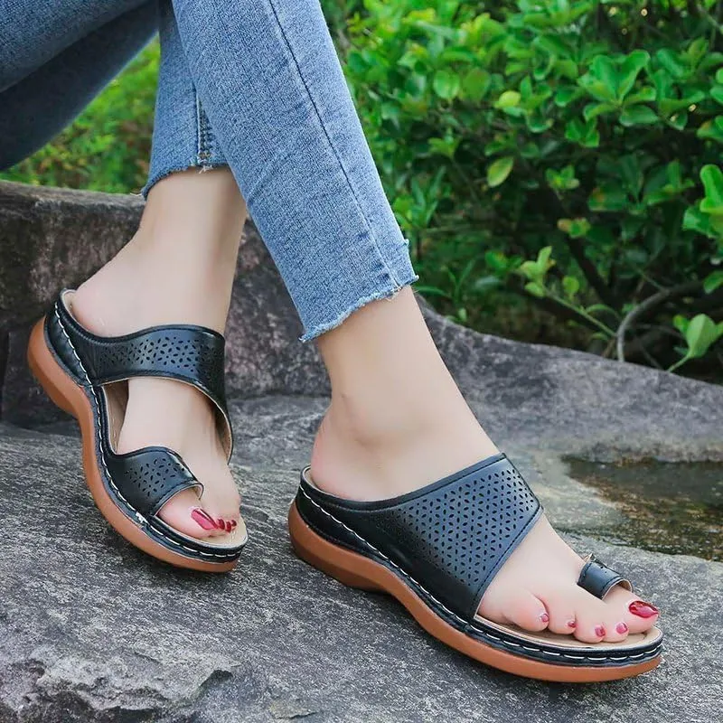Flip Flops with Arch Support for Women Comfortable Dressy Summer Sandals Open Toe Slip-on Slides Platform Slippers Low Heels