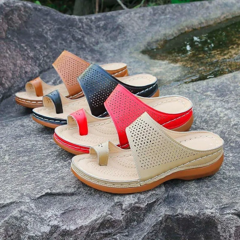 Flip Flops with Arch Support for Women Comfortable Dressy Summer Sandals Open Toe Slip-on Slides Platform Slippers Low Heels