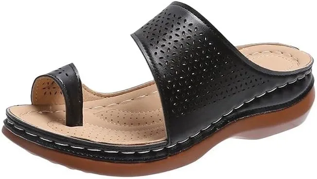 Flip Flops with Arch Support for Women Comfortable Dressy Summer Sandals Open Toe Slip-on Slides Platform Slippers Low Heels