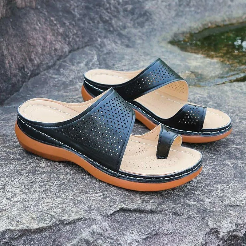 Flip Flops with Arch Support for Women Comfortable Dressy Summer Sandals Open Toe Slip-on Slides Platform Slippers Low Heels