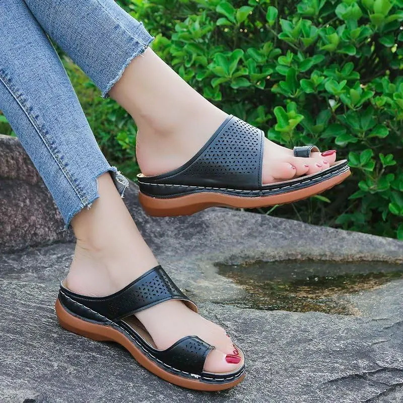 Flip Flops with Arch Support for Women Comfortable Dressy Summer Sandals Open Toe Slip-on Slides Platform Slippers Low Heels