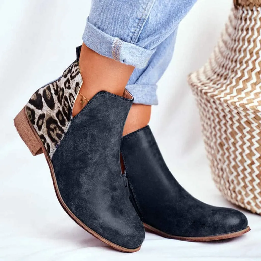 Gibobby Ankle Boots for Women Low Heel,Slip-On Loafers Pointed Toe Chunky Hollow Bucket Office Casual Shoes Cutout Booties