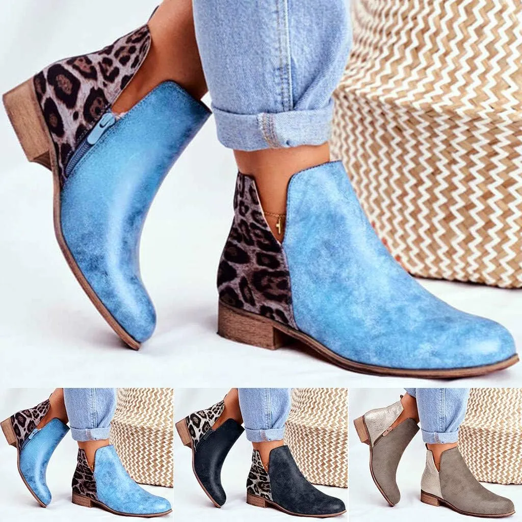 Gibobby Ankle Boots for Women Low Heel,Slip-On Loafers Pointed Toe Chunky Hollow Bucket Office Casual Shoes Cutout Booties