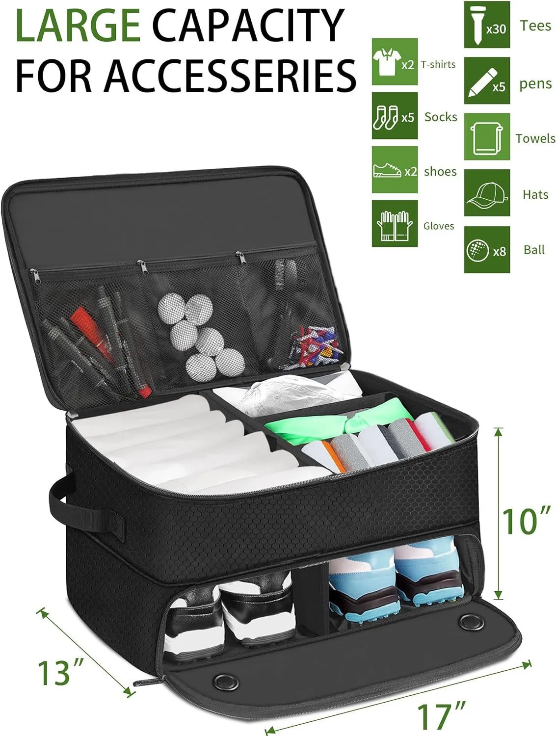 Golf Trunk Storage Box Waterproof Car Organizer for Golf & Travel