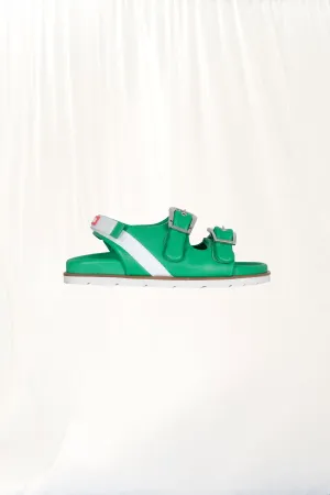 Green Buckled Leather Sandals Bachata