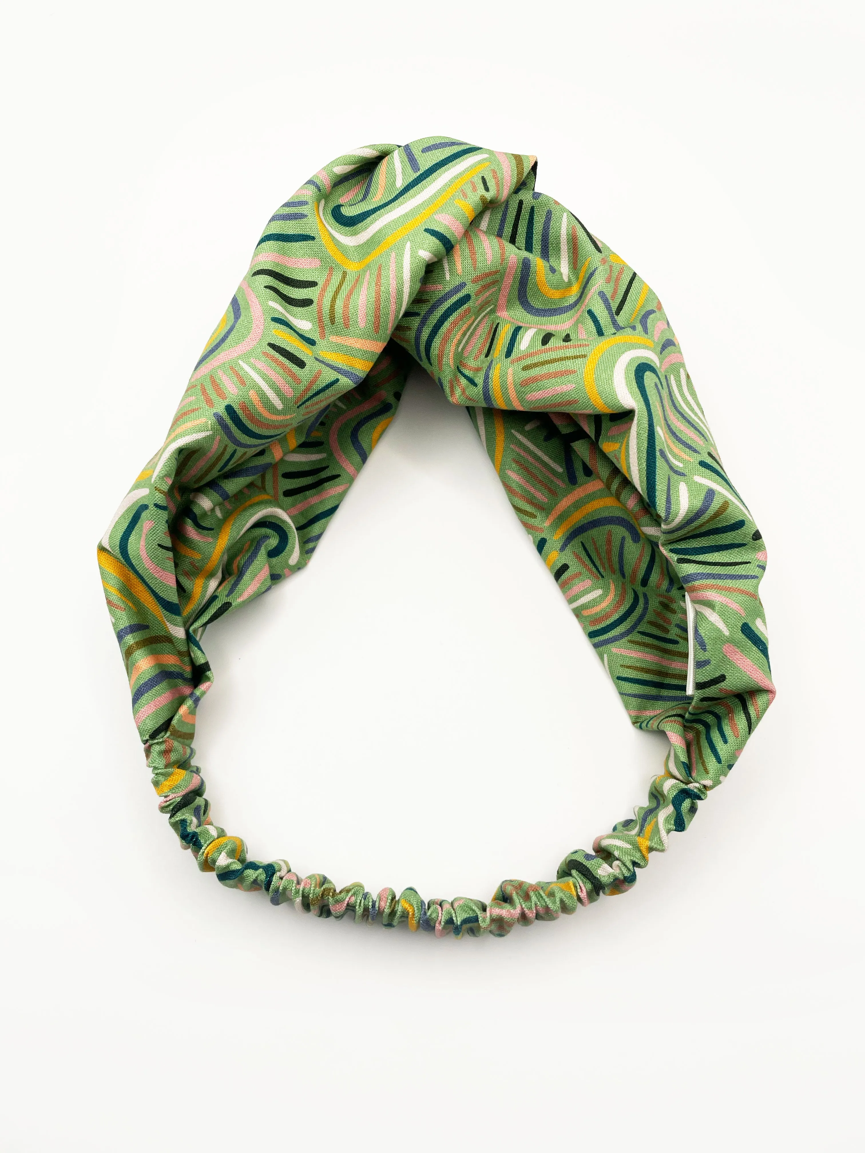 Green Desert Rain Twist Headband - Abstract Green Boho Twist Headband