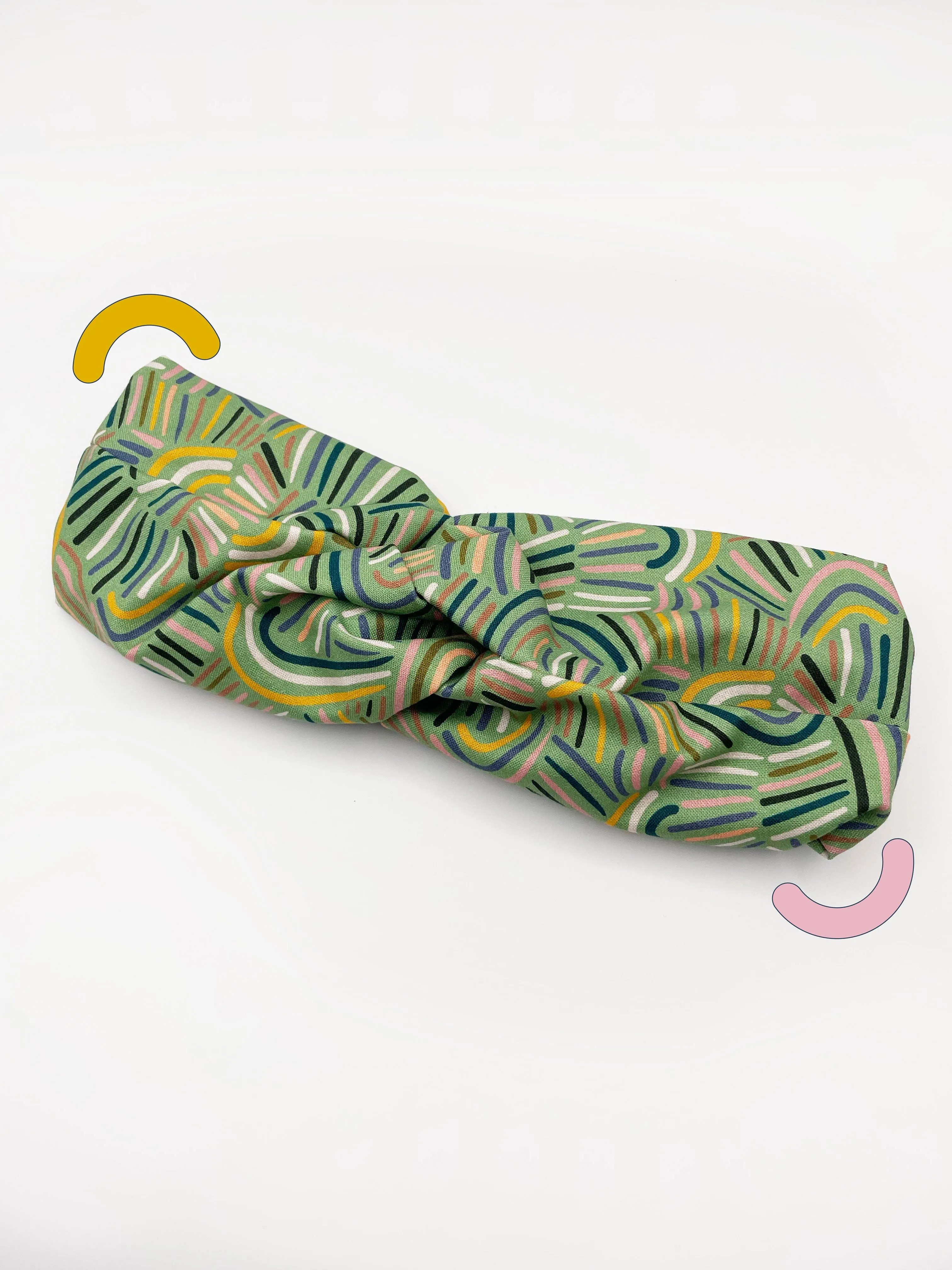 Green Desert Rain Twist Headband - Abstract Green Boho Twist Headband