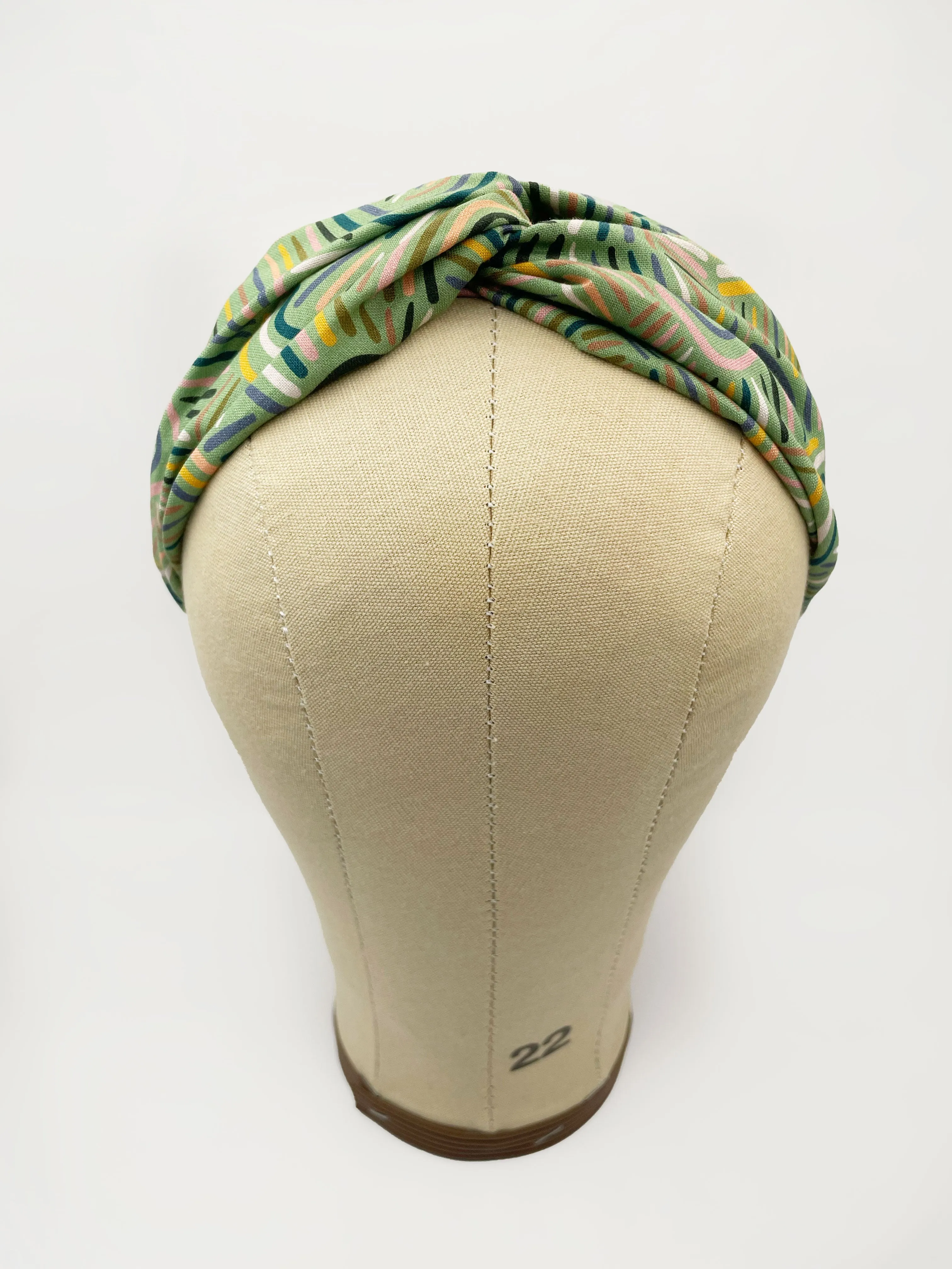 Green Desert Rain Twist Headband - Abstract Green Boho Twist Headband