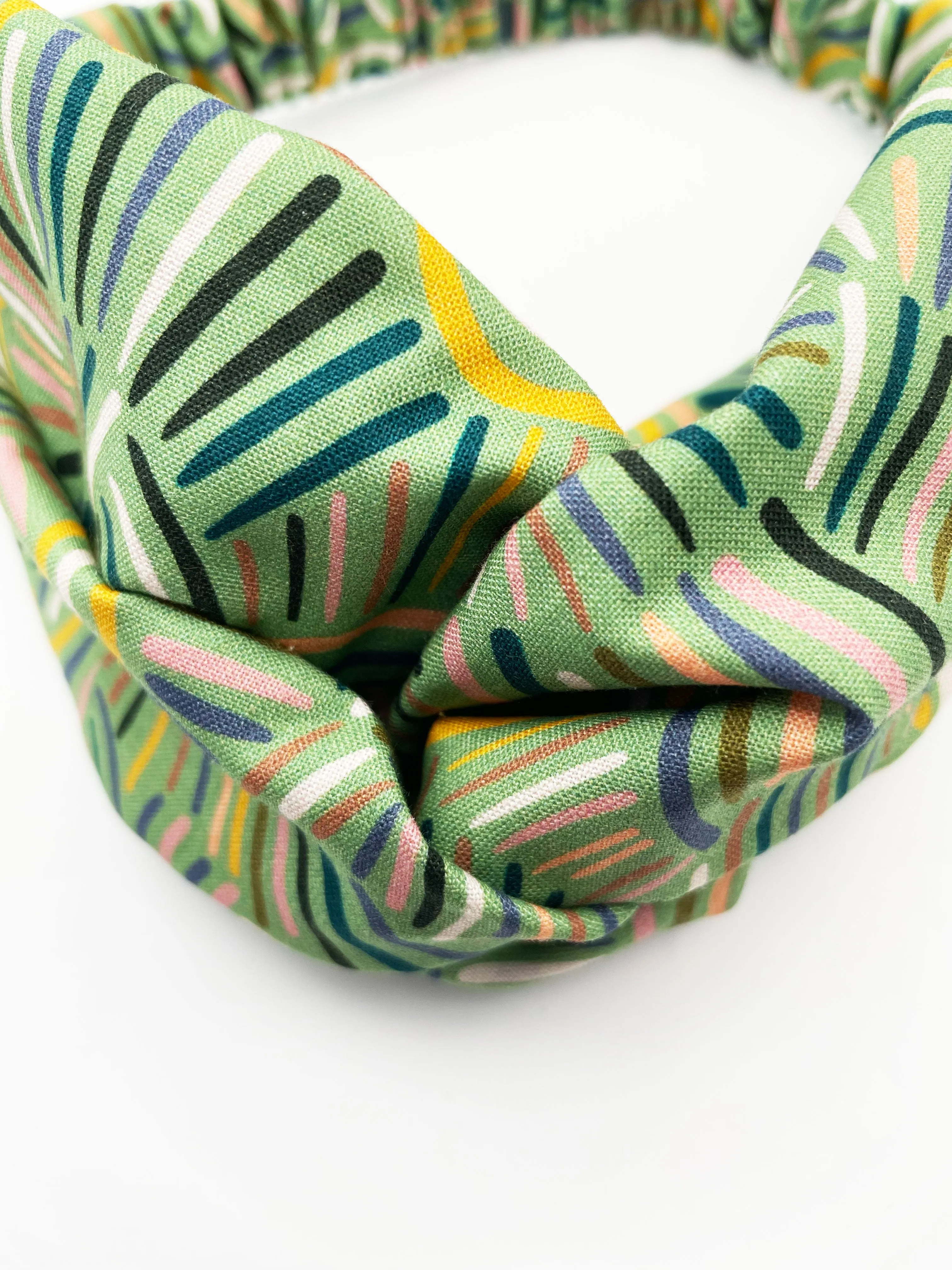 Green Desert Rain Twist Headband - Abstract Green Boho Twist Headband