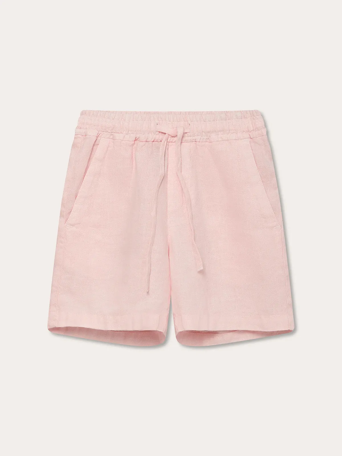 Kids Pastel Pink Joulter Linen Shorts