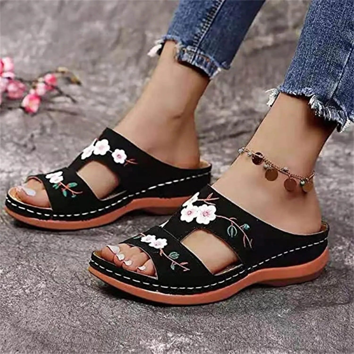 Ladmiple Orthopedic Sandals For Women Elegant Arch Support Flip Flops Soft Summer Dressy Comfortable Orthotic Slides