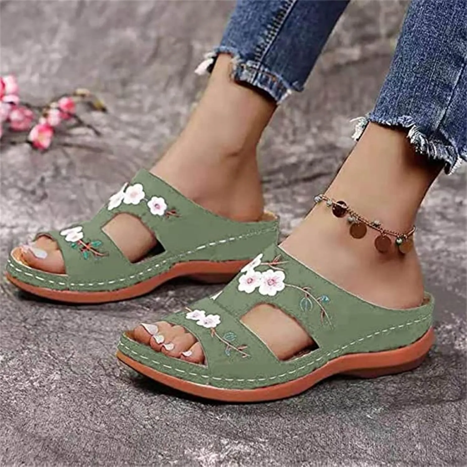 Ladmiple Orthopedic Sandals For Women Elegant Arch Support Flip Flops Soft Summer Dressy Comfortable Orthotic Slides