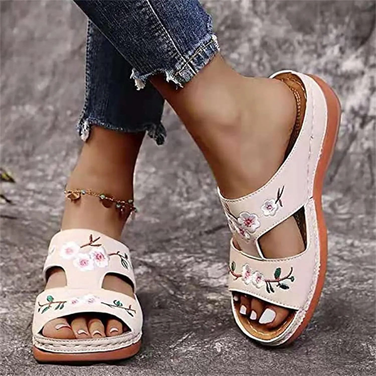 Ladmiple Orthopedic Sandals For Women Elegant Arch Support Flip Flops Soft Summer Dressy Comfortable Orthotic Slides