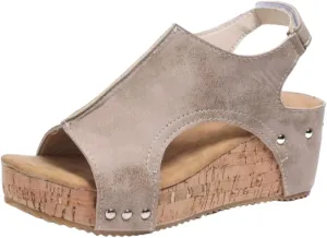 Ladmiple Sandals For Women 2024 Comfortable Wedge Platform Sandals Ankle Strap Open Toe Slip on Casual Summer Dress Shoes