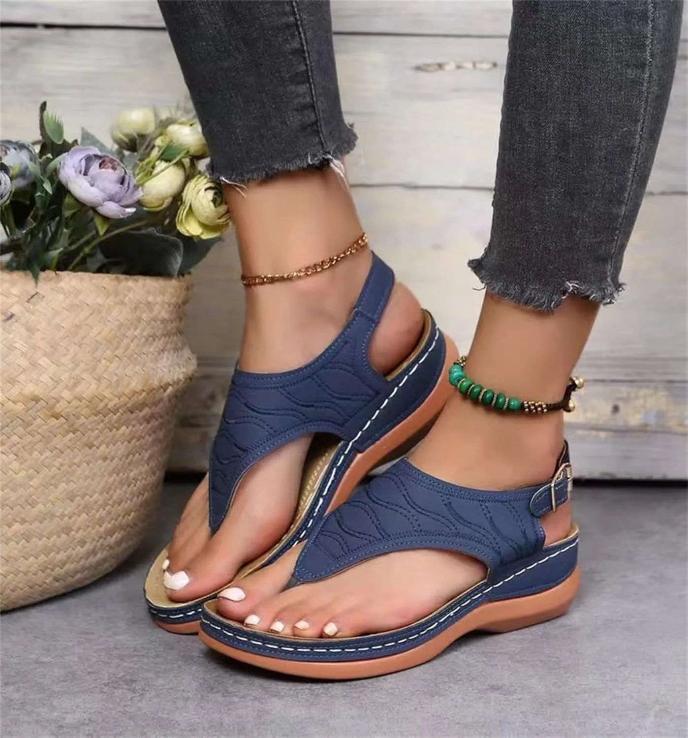 Ladmiple Womens Sandal Dressy 2023 Comfortable Summer Flip Flop with Arch Support Beach Roman Open Toe Orthopedic Sandal