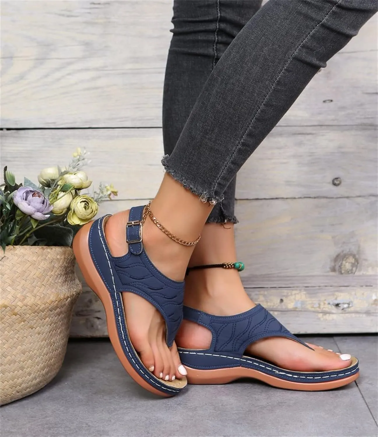 Ladmiple Womens Sandal Dressy 2023 Comfortable Summer Flip Flop with Arch Support Beach Roman Open Toe Orthopedic Sandal