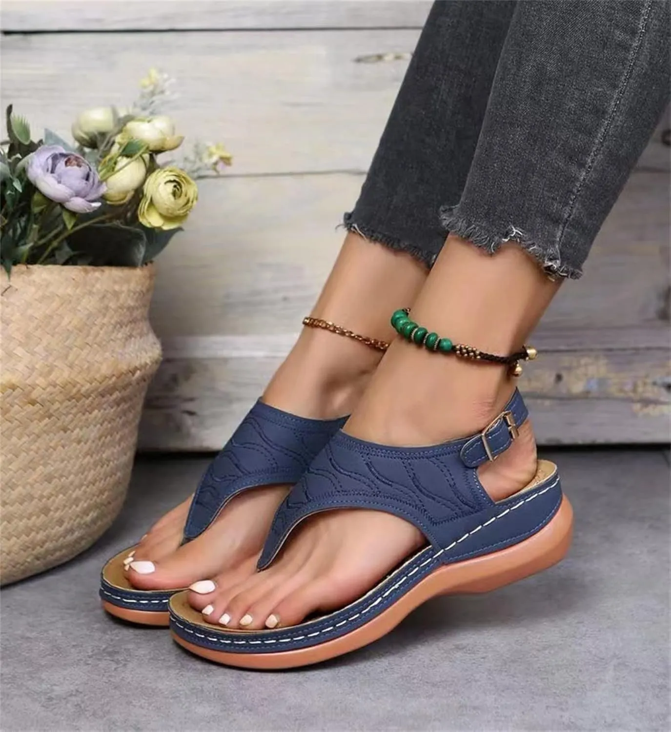 Ladmiple Womens Sandal Dressy 2023 Comfortable Summer Flip Flop with Arch Support Beach Roman Open Toe Orthopedic Sandal