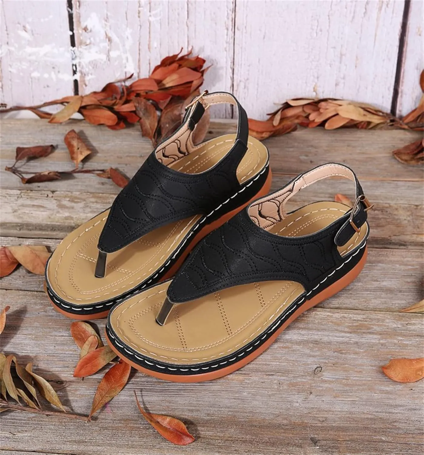 Ladmiple Womens Sandals Comfortable Causal Summer Flip Flops Arch Support Beach Roman Open Toe Wedges Orthopedic Sandal