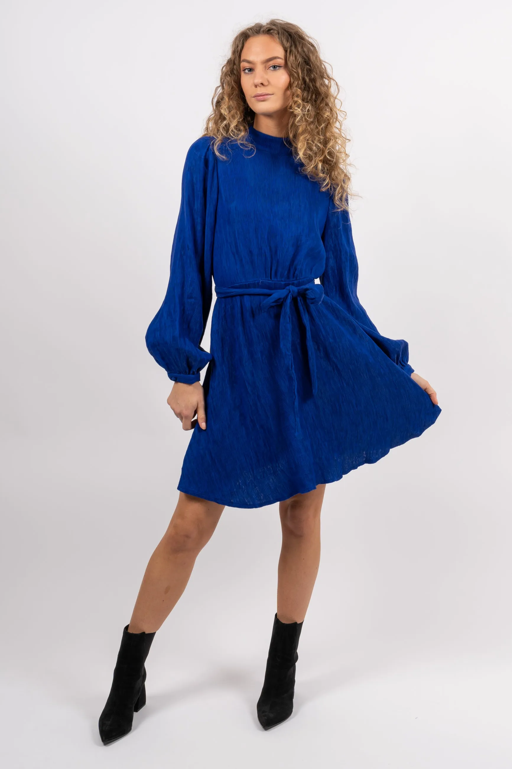 Madina Ls Short Dress - Strong Blue