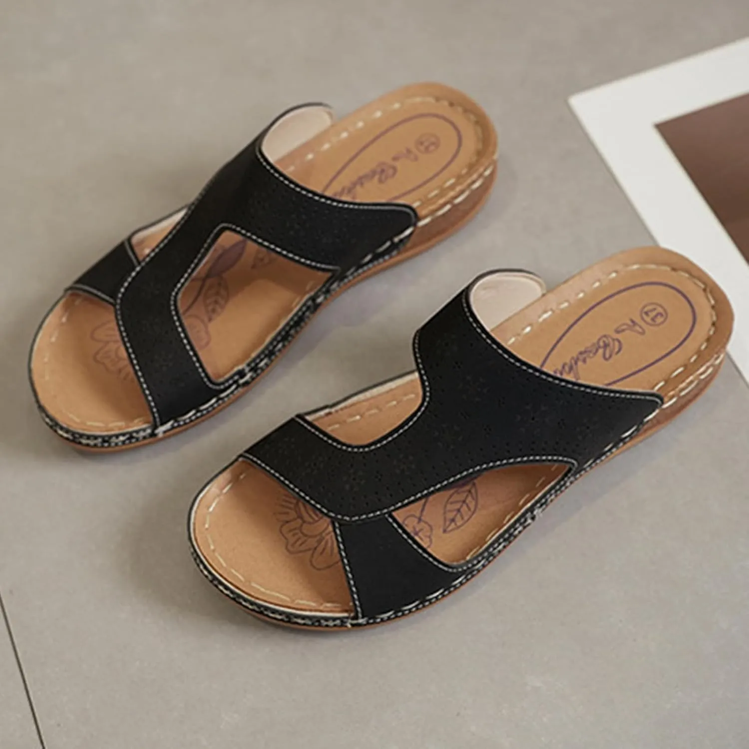Orthopedic Sandals for Women, Retro Dress Shoes, Comfortable Walking Sandals Arch Support, Casual Open Toe Shoes, Low Wedge Platform Sandals, Beach Vacation Shoe