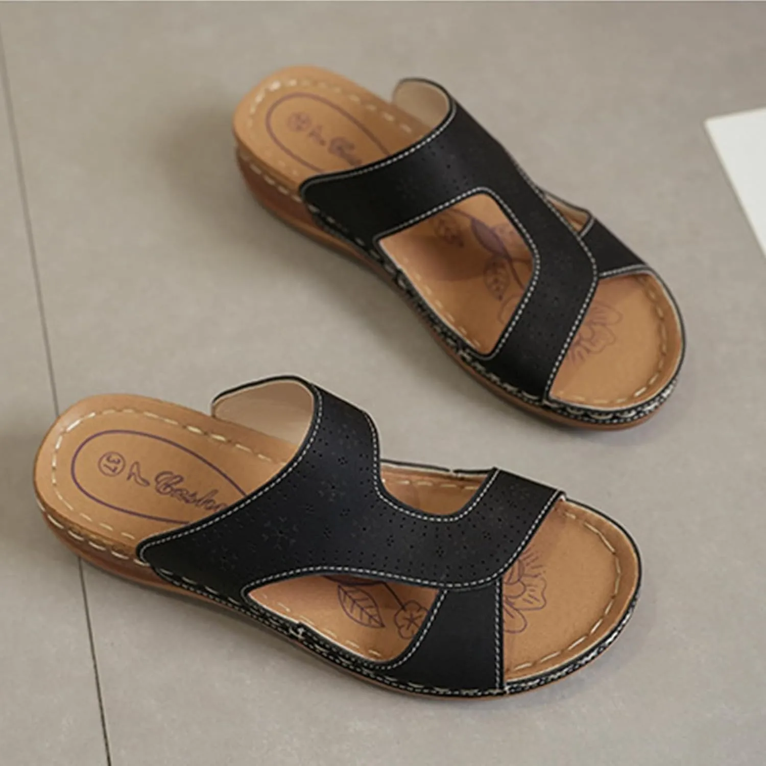 Orthopedic Sandals for Women, Retro Dress Shoes, Comfortable Walking Sandals Arch Support, Casual Open Toe Shoes, Low Wedge Platform Sandals, Beach Vacation Shoe
