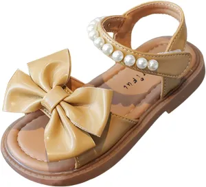 Party Glitter Shoes for Kids Toddler Girls Sandals Summer Childrens Pearl Shoes Bow Soft Bottom Flower Girl