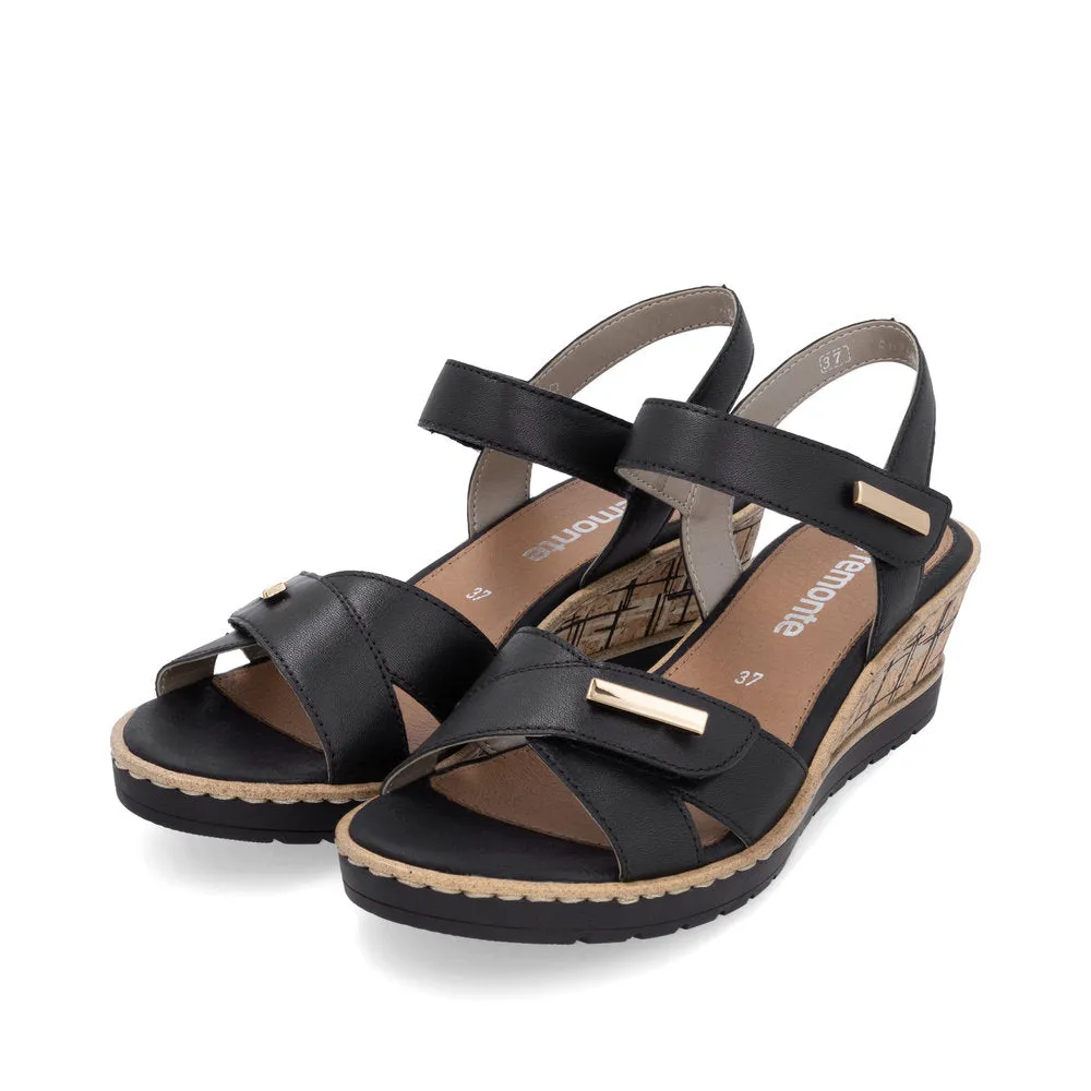 Remonte Wedge Sandal R6266-00 BLACK
