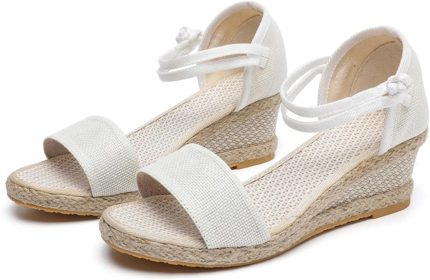 Sandals for Women Dressy Summer Women's Ankle Strap Open Toe Espadrille Wedge Sandals, Comfortable Slip on Platform Wedge Sandal Beach Casual Espadrilles Dress Shoes