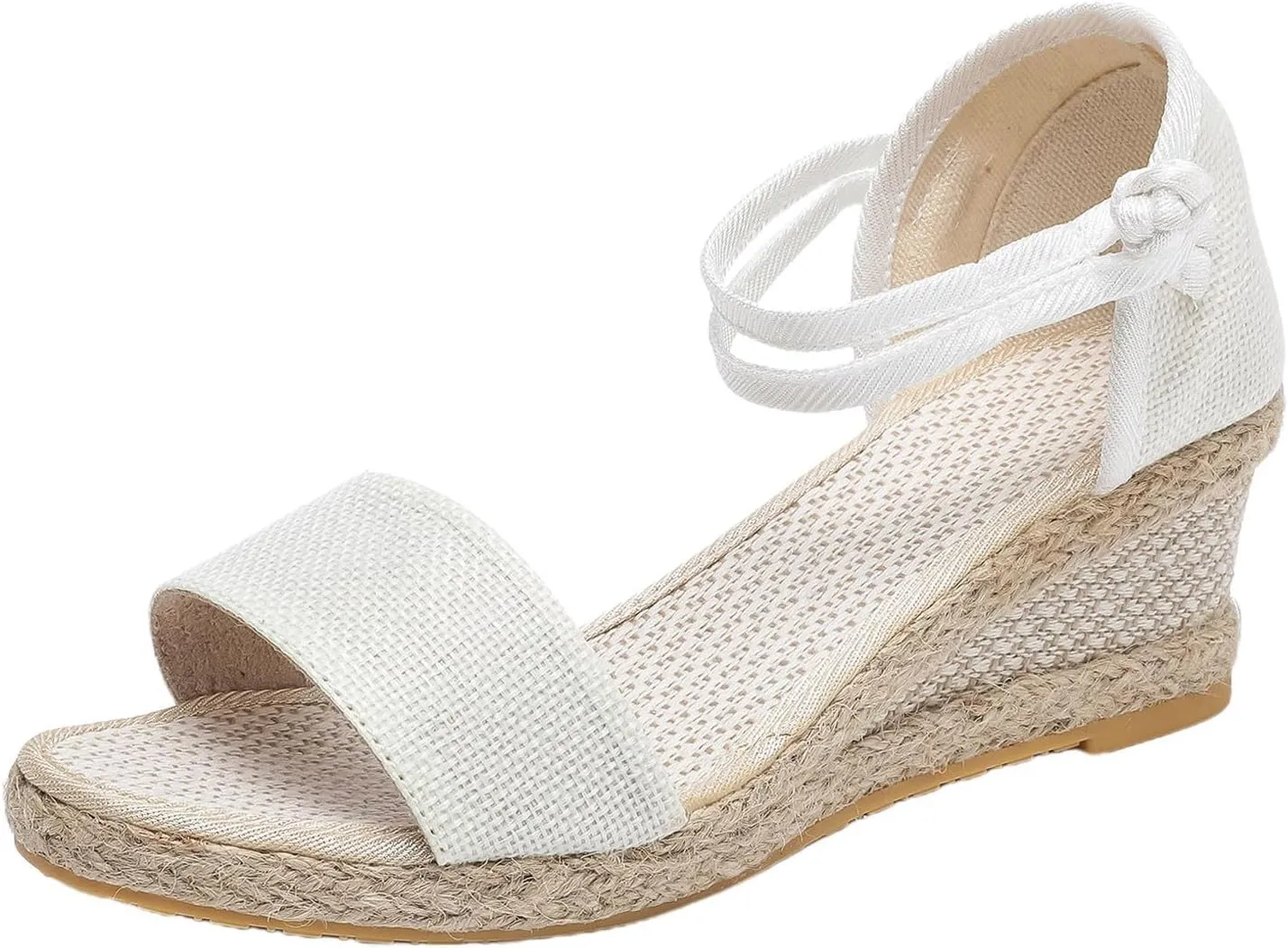 Sandals for Women Dressy Summer Women's Ankle Strap Open Toe Espadrille Wedge Sandals, Comfortable Slip on Platform Wedge Sandal Beach Casual Espadrilles Dress Shoes